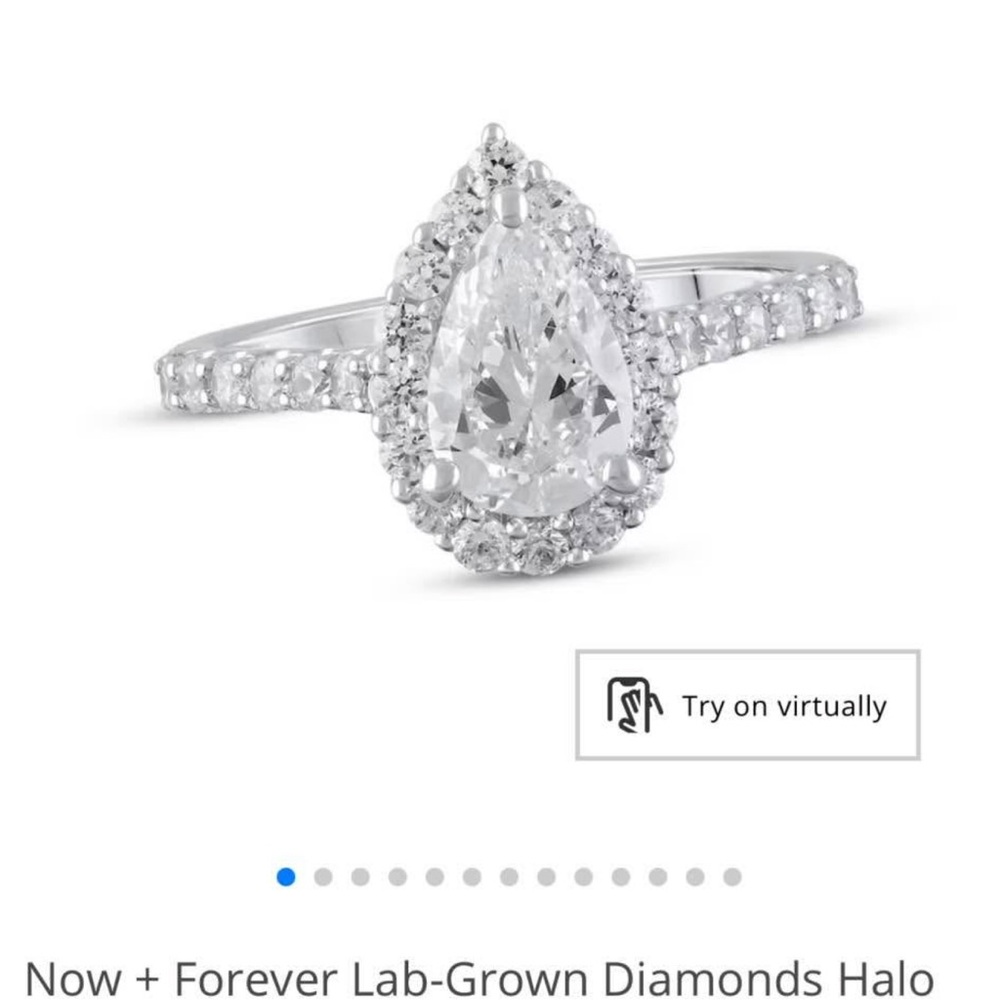 Kay Jewelers Silver Pear-Shaped Diamond Halo Ring